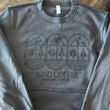 Load image into Gallery viewer, Close up of the sweatshirt with modern mountain design across the front