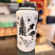 Load image into Gallery viewer, A white water bottle with black ink and a plants and flowers design