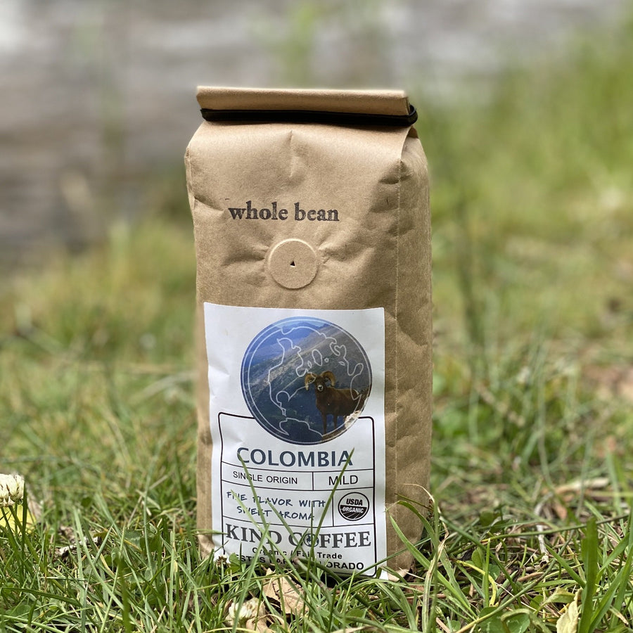 one pound bag of whole bean single origin mild Colombian coffee