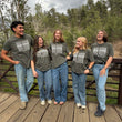 Load image into Gallery viewer, group of people posing together with green tshirts that say "kind coffee" multiple times and "estes park, colorado" underneath
