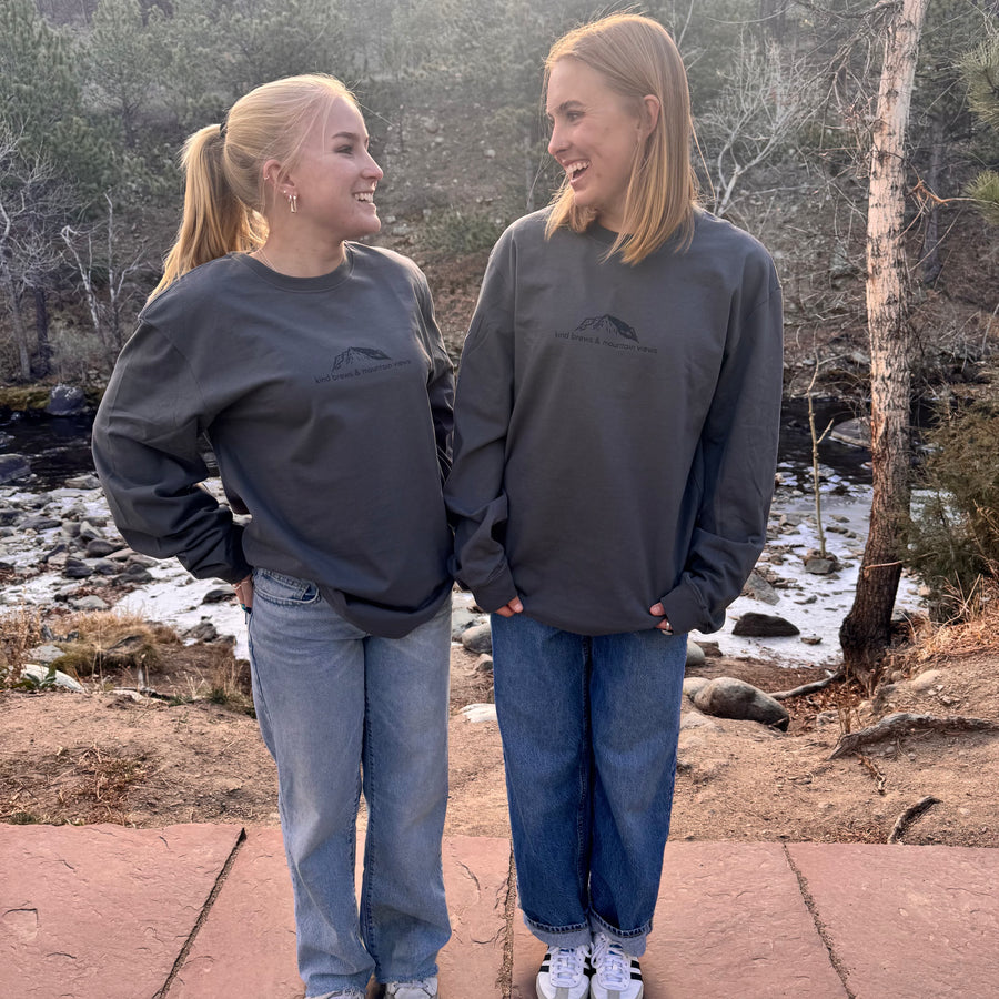 Kind Brews & Mountain Views Unisex Long Sleeve Tee