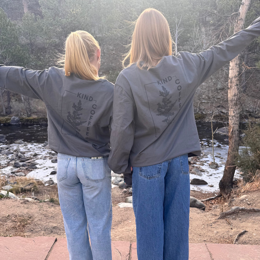 Kind Brews & Mountain Views Unisex Long Sleeve Tee