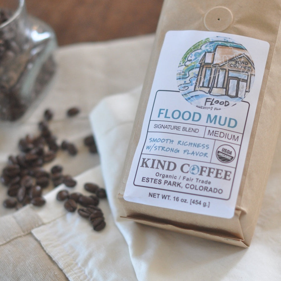 Bag of medium roast coffee - smooth richness with strong flavor. Organic, fair trade.