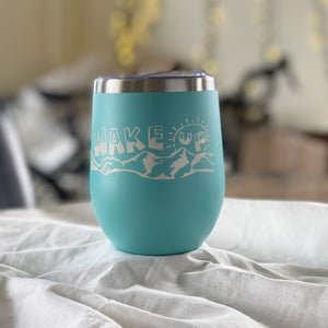 Light blue Wake up travel mug